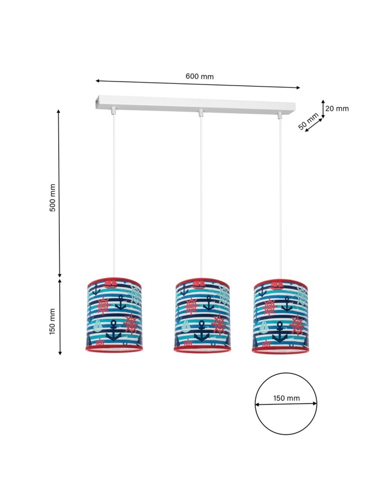 Children's pendant lamps - Milagro MARINE 3xE27 ceiling lamp MLP4957 - product kolory-swiatla.pl 7