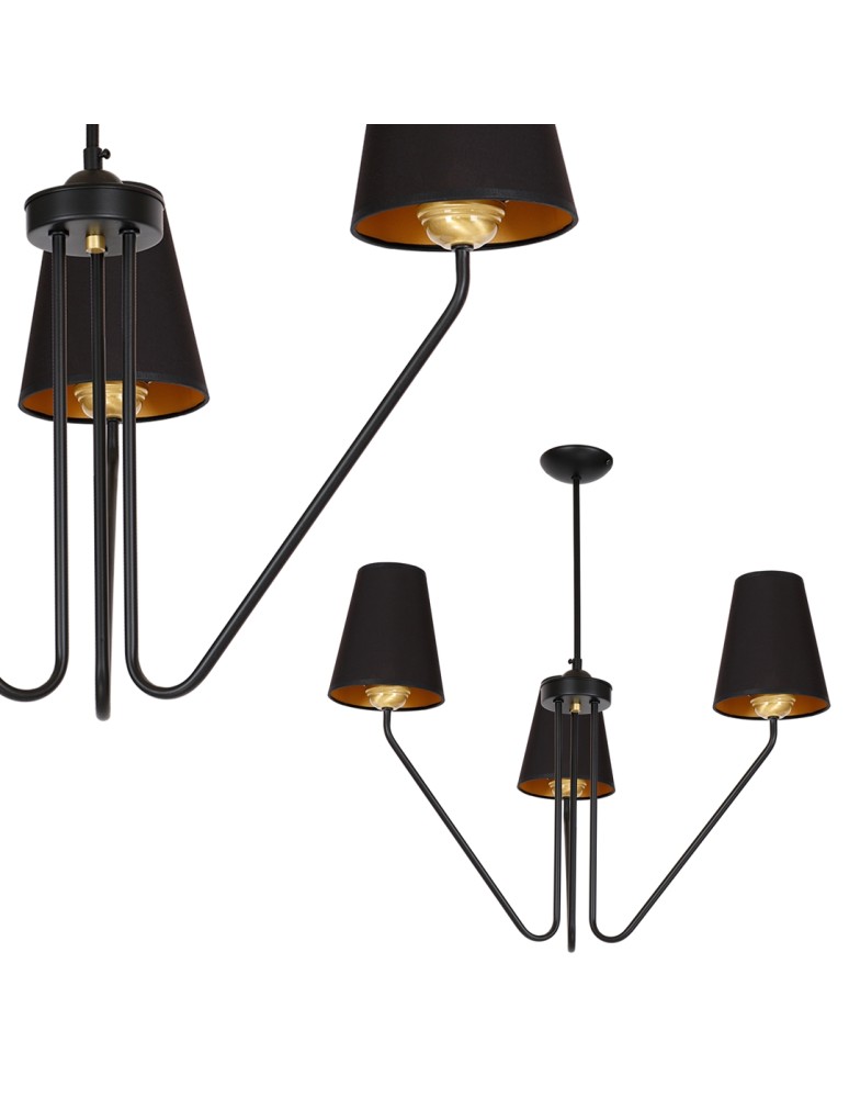 Black chandeliers - Milagro Chandelier VICTORIA BLACK 3xE27 MLP4912 - product kolory-swiatla.pl 1