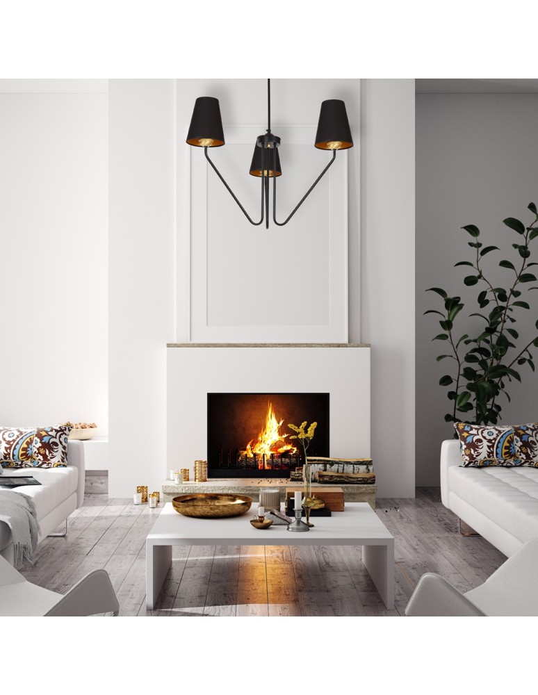 Black chandeliers - Milagro Chandelier VICTORIA BLACK 3xE27 MLP4912 - product kolory-swiatla.pl 8