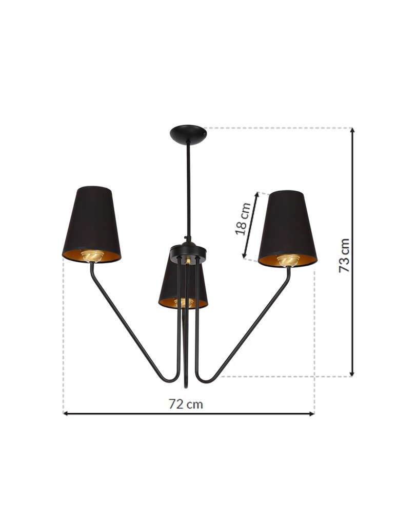 Black chandeliers - Milagro Chandelier VICTORIA BLACK 3xE27 MLP4912 - product kolory-swiatla.pl 9