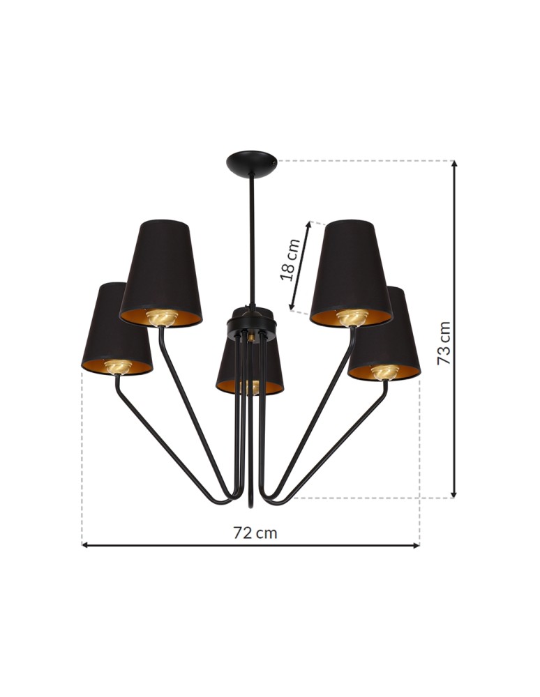 Black chandeliers - Milagro Chandelier VICTORIA BLACK 5xE27 MLP4913 - product kolory-swiatla.pl 9