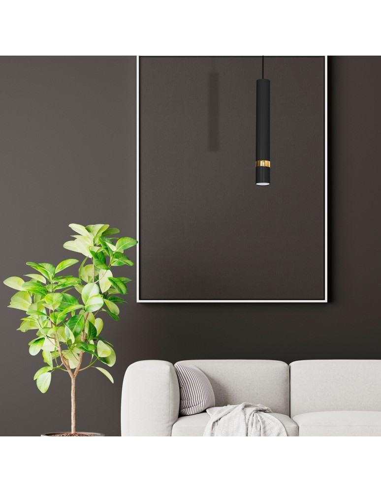 Pendant tube lamps - Milagro JOKER BLACK/GOLD 1xGU10 pendant lamp MLP6079 - product kolory-swiatla.pl 5