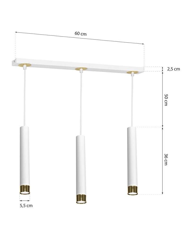 Pendant lamps - Milagro DANI WHITE/GOLD 3xGU10 pendant lamp MLP6236 - product kolory-swiatla.pl 8
