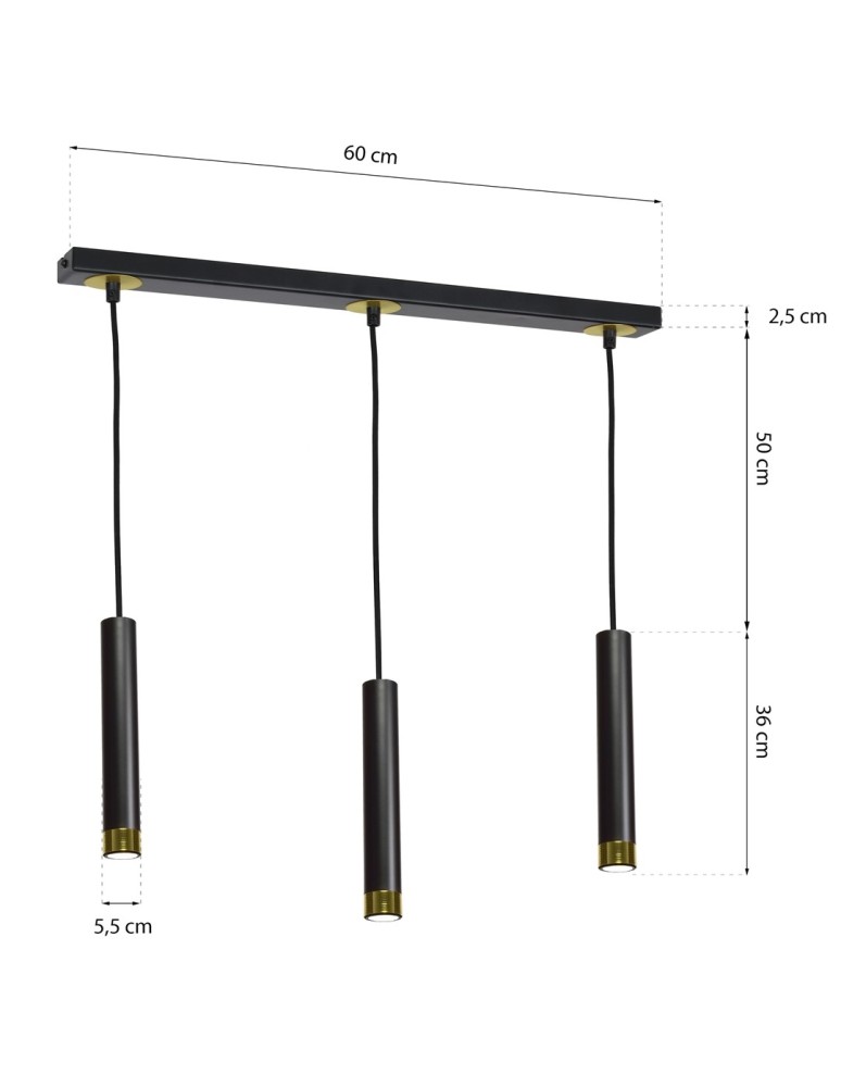 Milagro Lampa wisząca DANI BLACK/GOLD 3xGU10 MLP6240