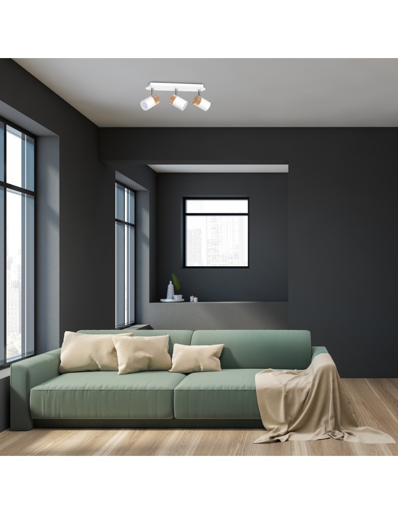 Adjustable ceiling lamps - spots - Milagro JOKER WHITE/WOOD 3xGU10 MLP6300 ceiling lamp. - product kolory-swiatla.pl 3