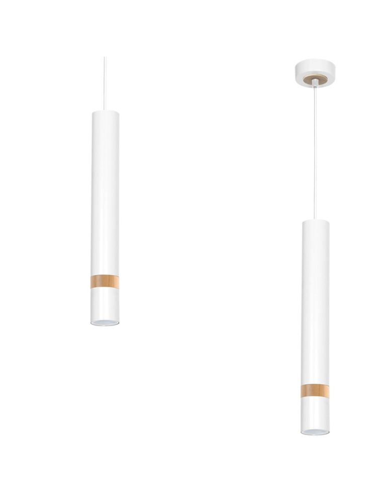Pendant lamps - Milagro JOKER WHITE/WOOD 1xGU10 pendant lamp MLP6301 - product kolory-swiatla.pl 1