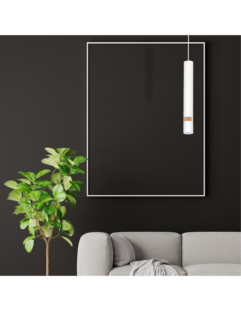 Pendant lamps - Milagro JOKER WHITE/WOOD 1xGU10 pendant lamp MLP6301 - product kolory-swiatla.pl 6