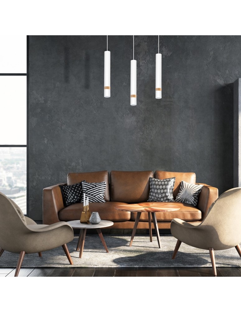 Pendant lamps - Milagro JOKER WHITE/WOOD 3xGU10 pendant lamp MLP6302 - product kolory-swiatla.pl 6