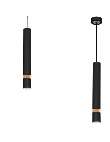 Milagro JOKER BLACK/WOOD 1xGU10 pendant lamp MLP6305
