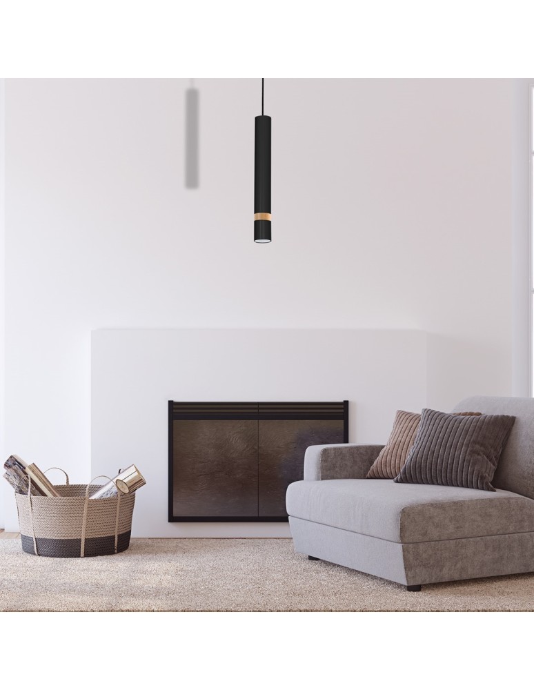 Milagro Lampa wisząca JOKER BLACK/WOOD 1xGU10 MLP6305