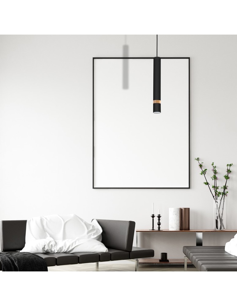 Milagro Lampa wisząca JOKER BLACK/WOOD 1xGU10 MLP6305