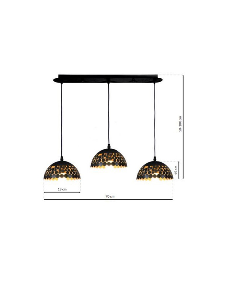 Pendant lamps - Milagro LISA BLACK 3xE27 pendant lamp ML6136 - product kolory-swiatla.pl 7
