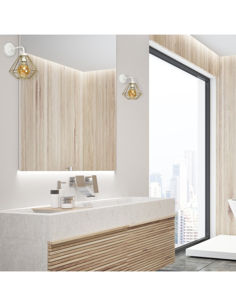 Loft wall lamps - industrial - Milagro Wall lamp LUPO WHITE/GOLD 1xE27 MLP6265 - product kolory-swiatla.pl 3
