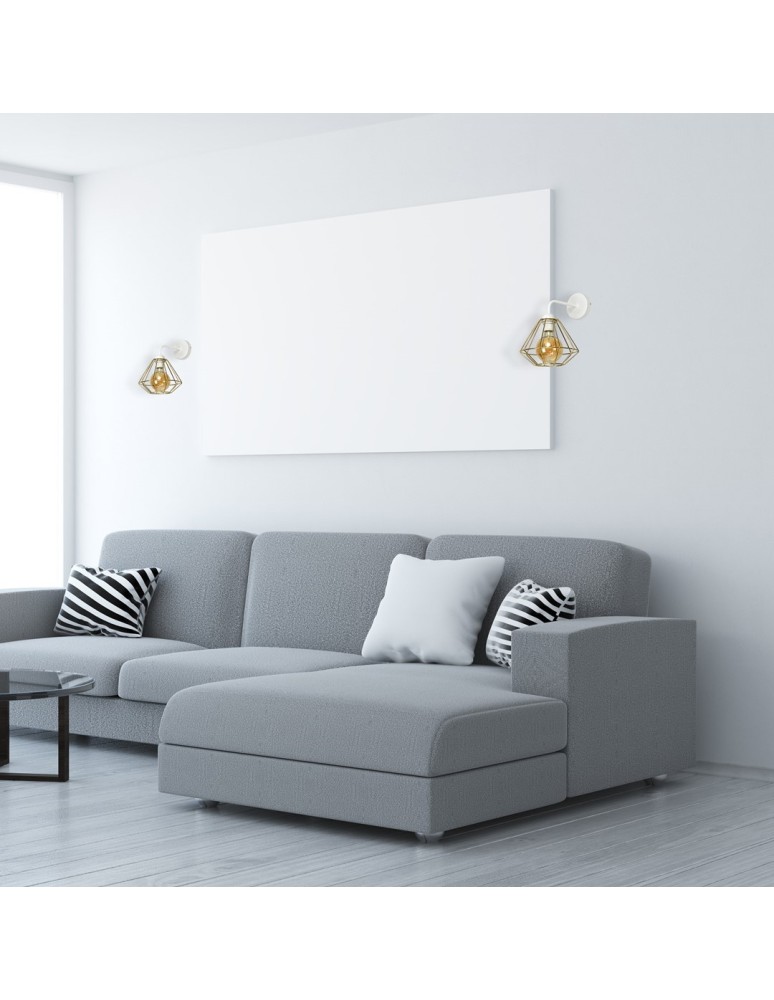 Loft wall lamps - industrial - Milagro Wall lamp LUPO WHITE/GOLD 1xE27 MLP6265 - product kolory-swiatla.pl 4