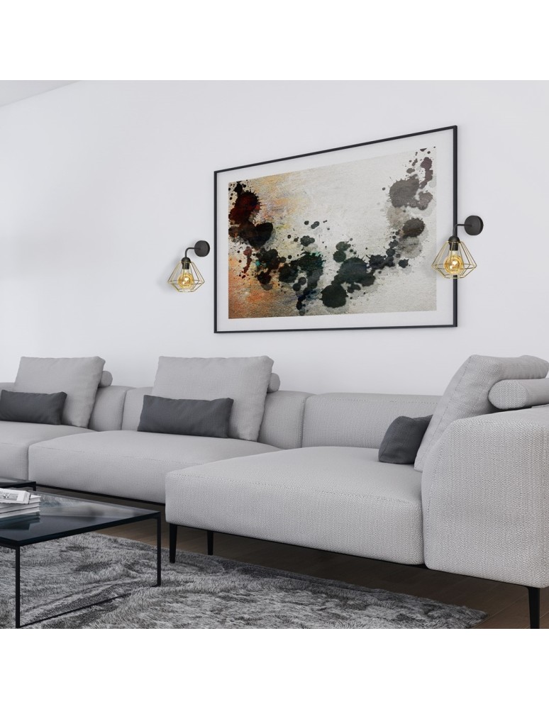Loft wall lamps - industrial - Milagro Wall lamp LUPO BLACK/GOLD 1xE27 MLP6269 - product kolory-swiatla.pl 6