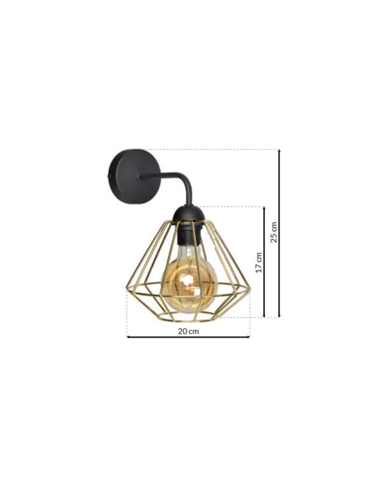 Loft wall lamps - industrial - Milagro Wall lamp LUPO BLACK/GOLD 1xE27 MLP6269 - product kolory-swiatla.pl 7