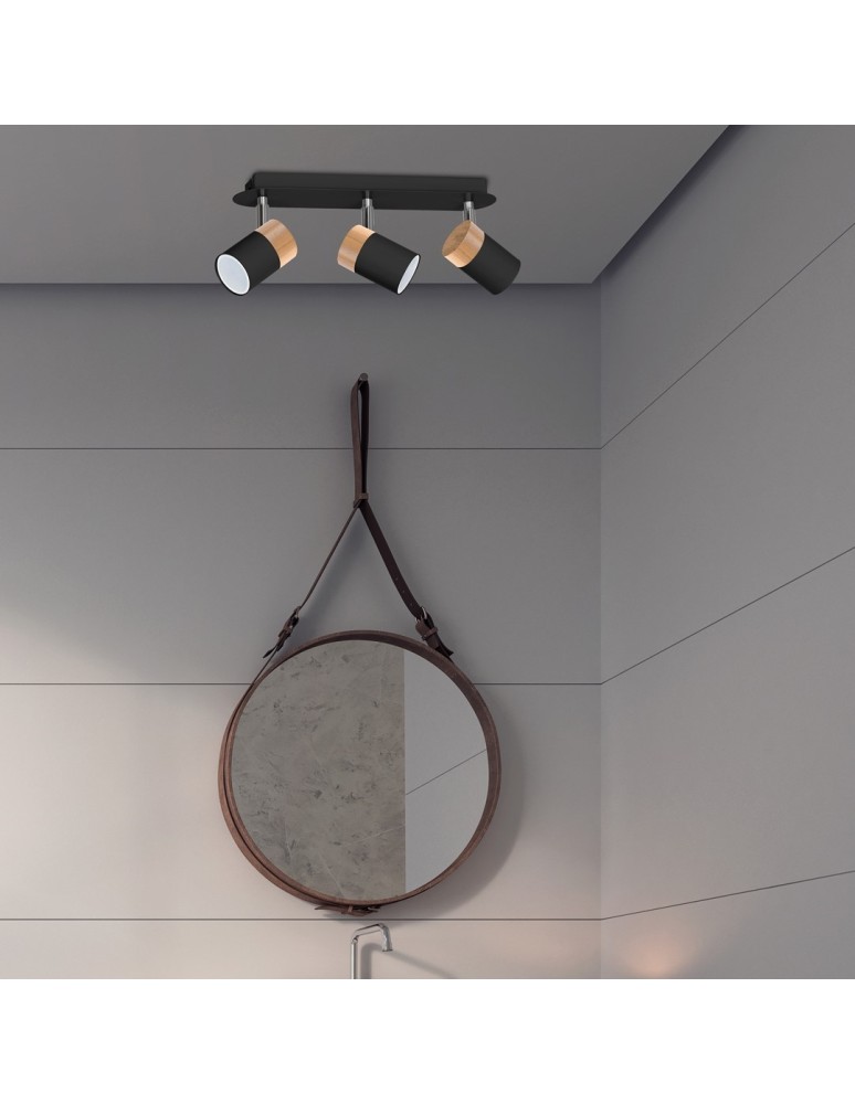 Adjustable ceiling lamps - spots - Milagro JOKER BLACK/WOOD 3xGU10 MLP6304 ceiling lamp. - product kolory-swiatla.pl 3