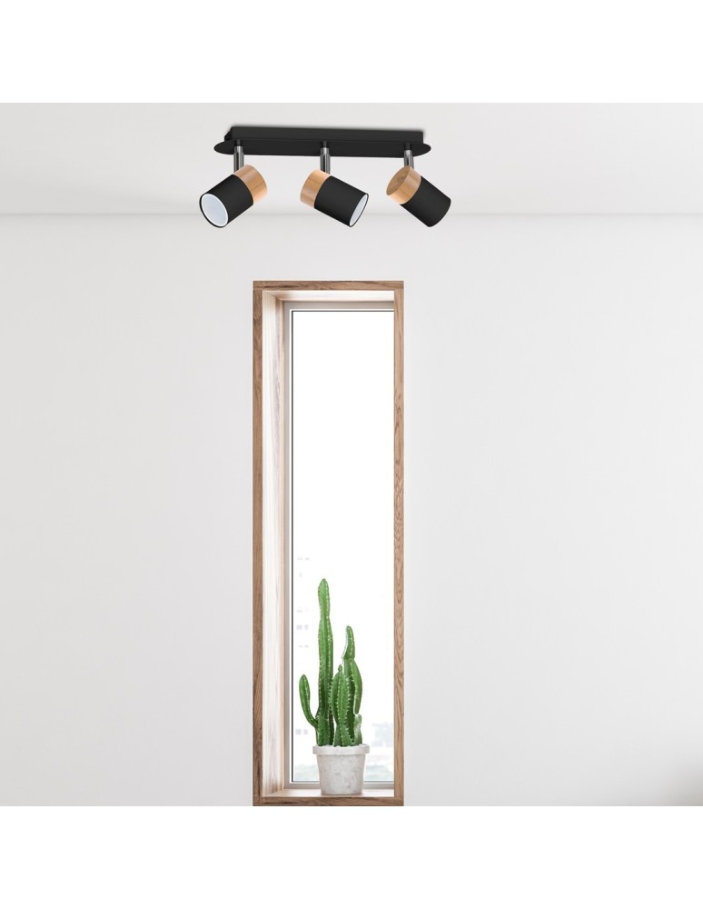 Adjustable ceiling lamps - spots - Milagro JOKER BLACK/WOOD 3xGU10 MLP6304 ceiling lamp. - product kolory-swiatla.pl 4