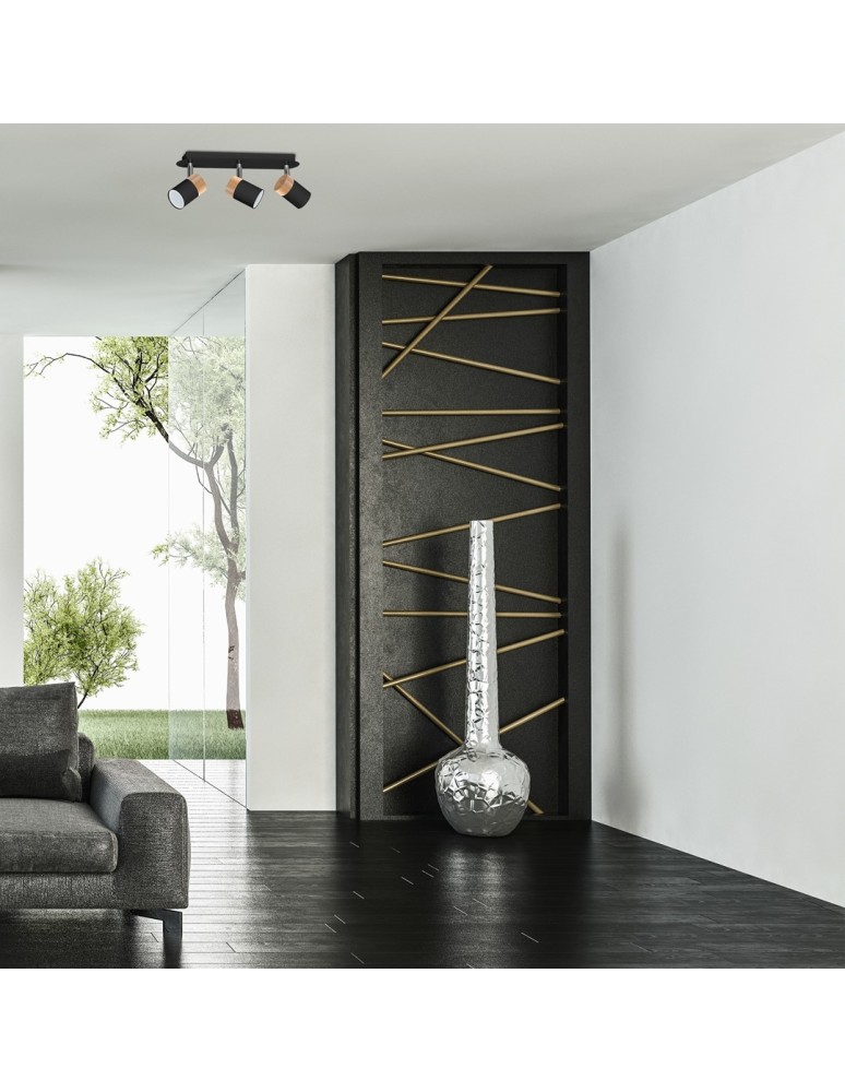 Adjustable ceiling lamps - spots - Milagro JOKER BLACK/WOOD 3xGU10 MLP6304 ceiling lamp. - product kolory-swiatla.pl 5