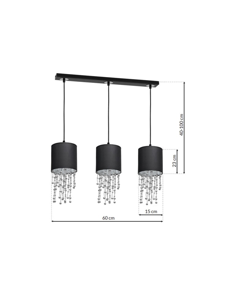 Pendant lamps - Milagro ALMERIA BLACK/CHROME 3xE27 pendant lamp MLP64300 - product kolory-swiatla.pl 7
