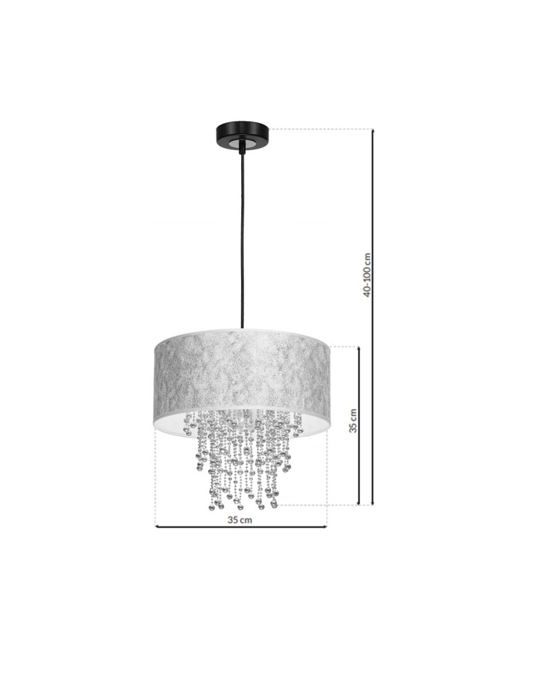 Milagro ALMERIA SLVER/BLACK 1xE27 pendant lamp MLP6436