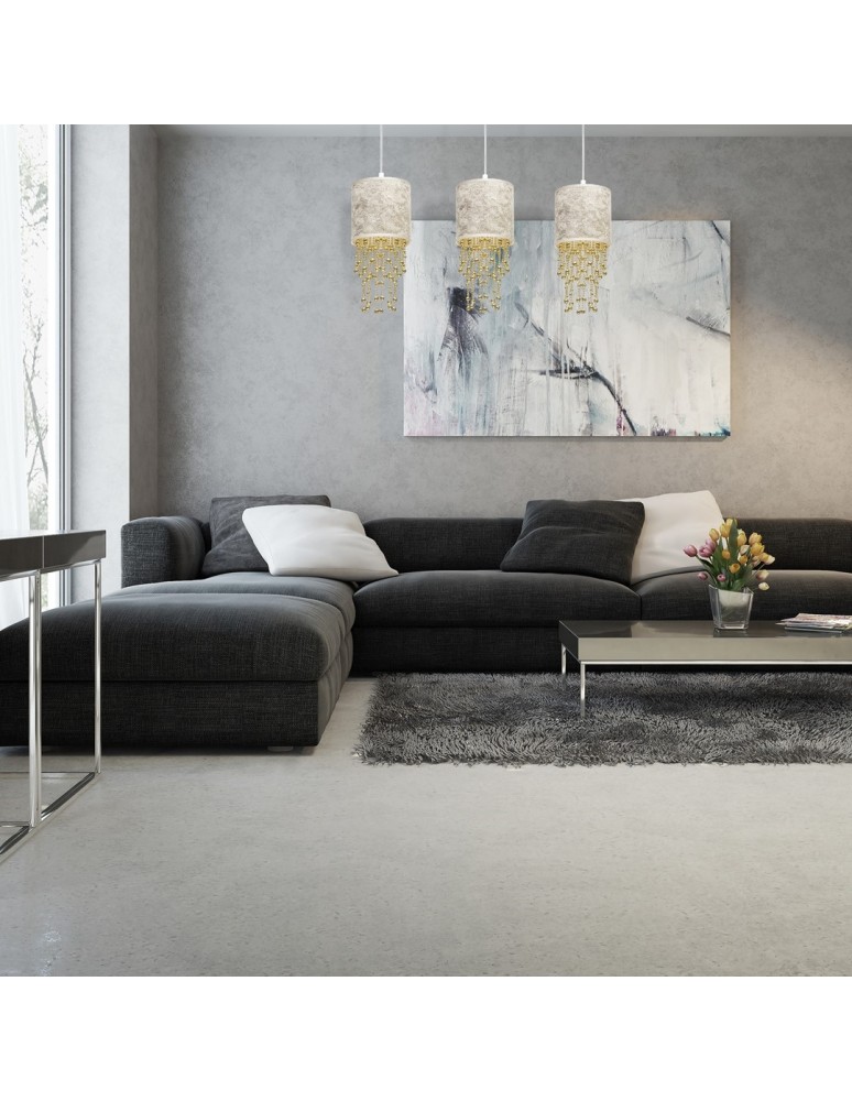 Pendant lamps - Milagro ALMERIA WHITE/GOLD 3xE27 pendant lamp MLP6445 - product kolory-swiatla.pl 6