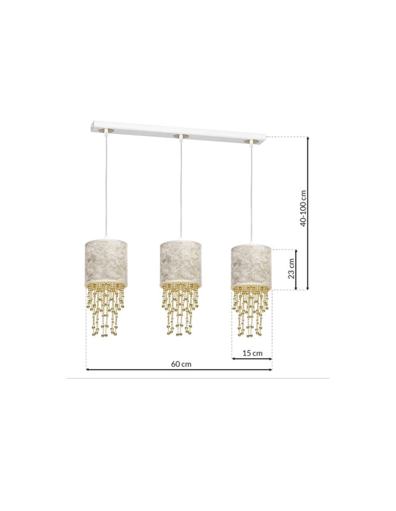 Pendant lamps - Milagro ALMERIA WHITE/GOLD 3xE27 pendant lamp MLP6445 - product kolory-swiatla.pl 7