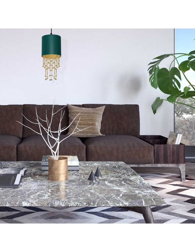 Glamour pendant lamps - Milagro ALMERIA GREEN/GOLD 1xE27 pendant lamp MLP6449 - product kolory-swiatla.pl 5