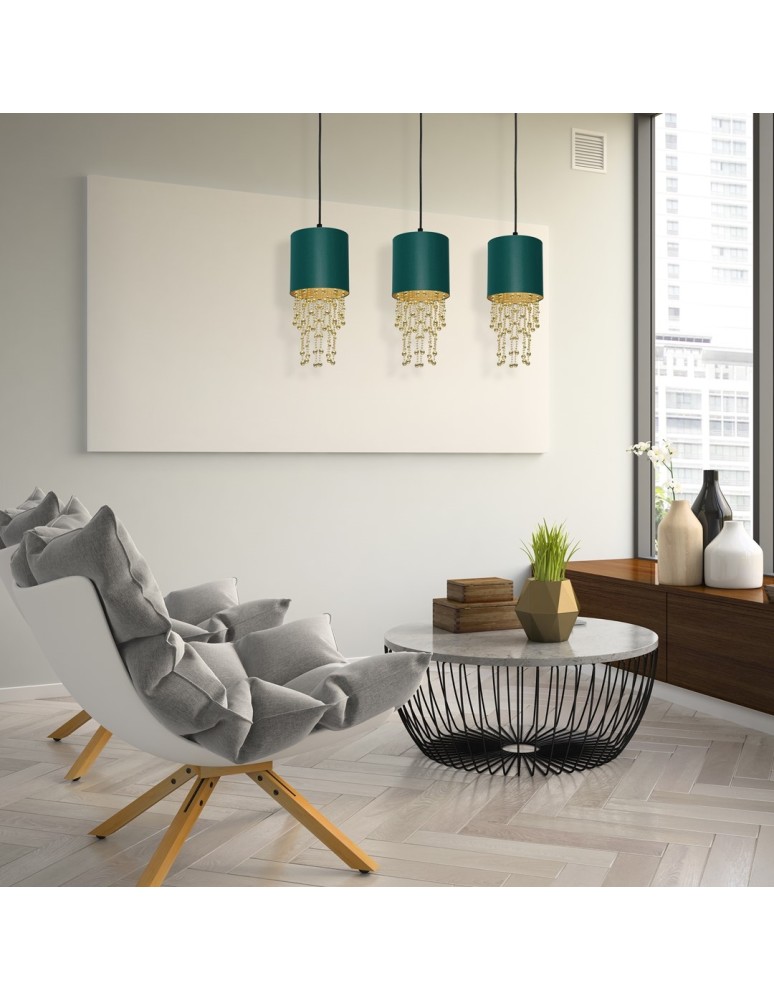 Glamour pendant lamps - Milagro ALMERIA GREEN/GOLD pendant lamp 3xE27 MLP64500 - product kolory-swiatla.pl 5