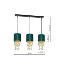 Glamour pendant lamps - Milagro ALMERIA GREEN/GOLD pendant lamp 3xE27 MLP64500 - product 7