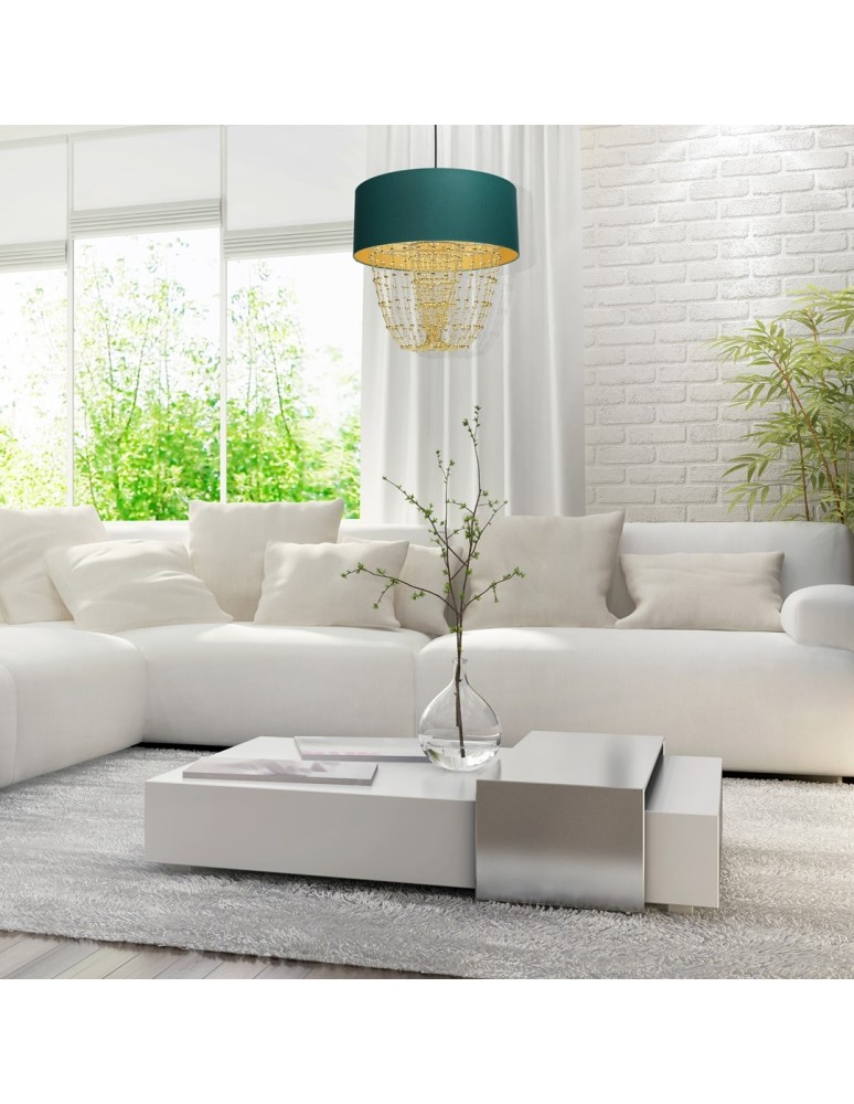 Glamour pendant lamps - Milagro ALMERIA GREEN/GOLD 1xE27 pendant lamp MLP6452 - product kolory-swiatla.pl 6