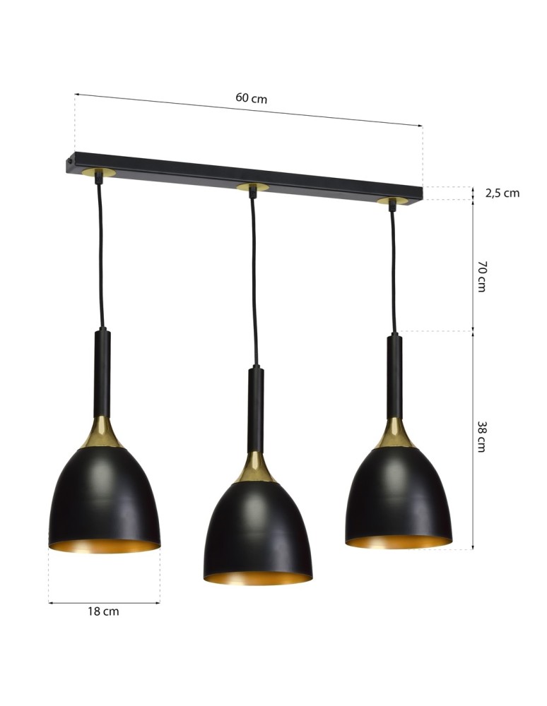 Milagro Lampa wisząca CLARK BLACK/GOLD 3xE27 MLP6222