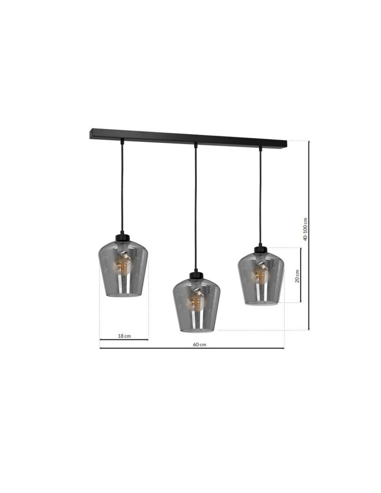 Milagro Lampa wisząca SANTIAGO SMOKED 3xE27 MLP6609