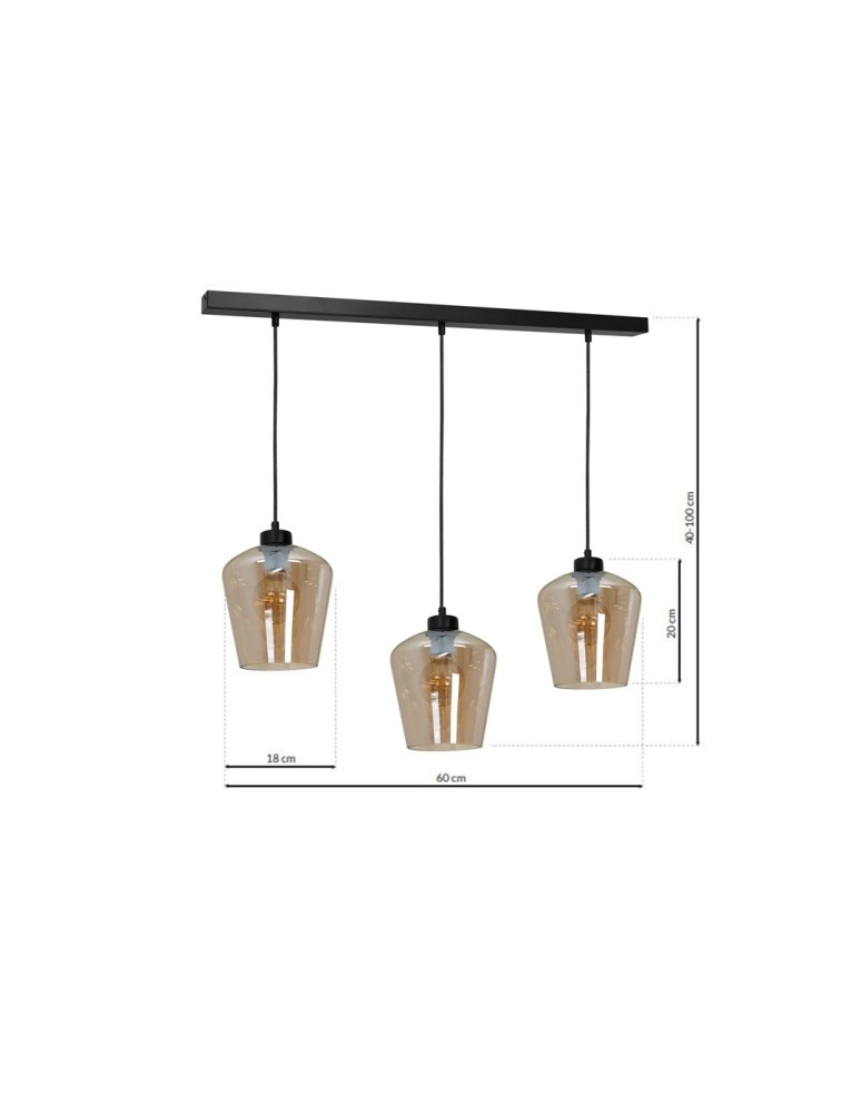 Milagro Lampa wisząca SANTIAGO AMBER 3xE27 MLP6610