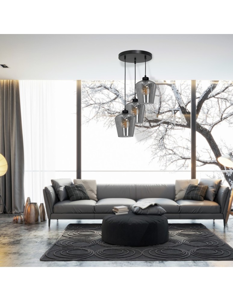 Milagro Lampa wisząca SANTIAGO SMOKED 3xE27 MLP6612