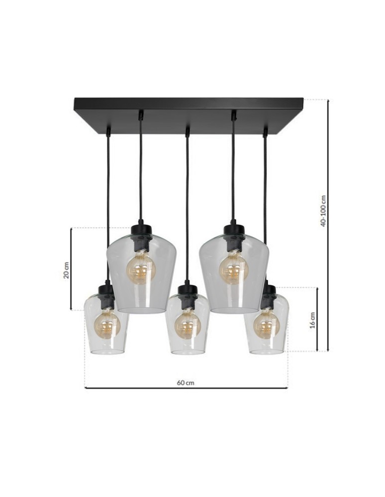 Milagro Lampa wisząca SANTIAGO CLEAR 5xE27 MLP6615