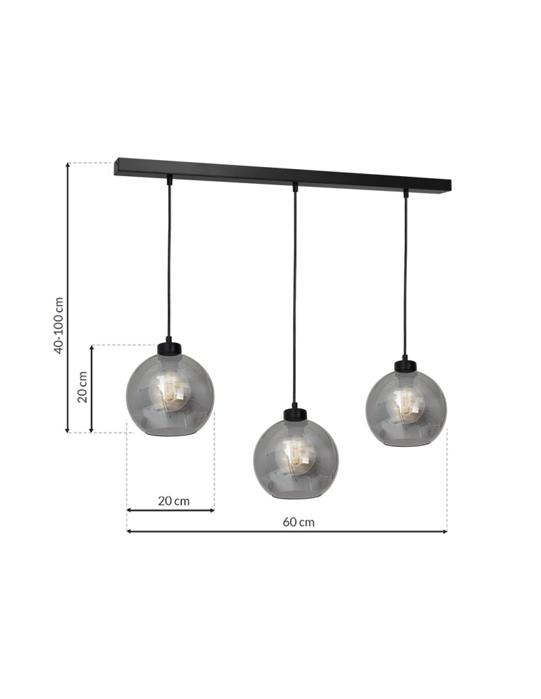 Pendant lamps - Milagro SOFIA SMOKED 3xE27 pendant lamp MLP65800 - product kolory-swiatla.pl 7