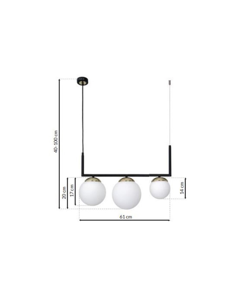 Milagro Lampa wisząca SPARTA BLACK / GOLD 3xE14 MLP6498