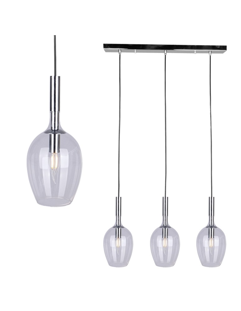 Pendant lamps - Milagro TANGO CLEAR 3xE14 pendant lamp ML6164 - product kolory-swiatla.pl 1