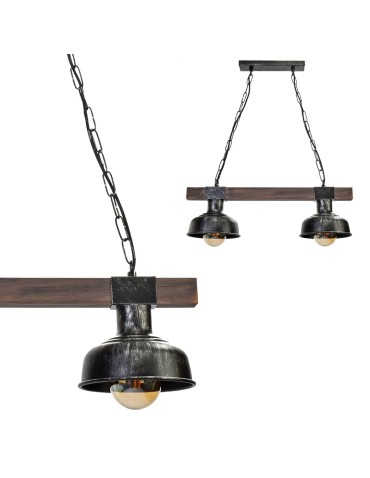 Milagro Lampa wisząca FARO BLACK / WOOD 2xE27 MLP6242