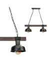 Milagro Lampa wisząca FARO BLACK / WOOD 2xE27 MLP6242