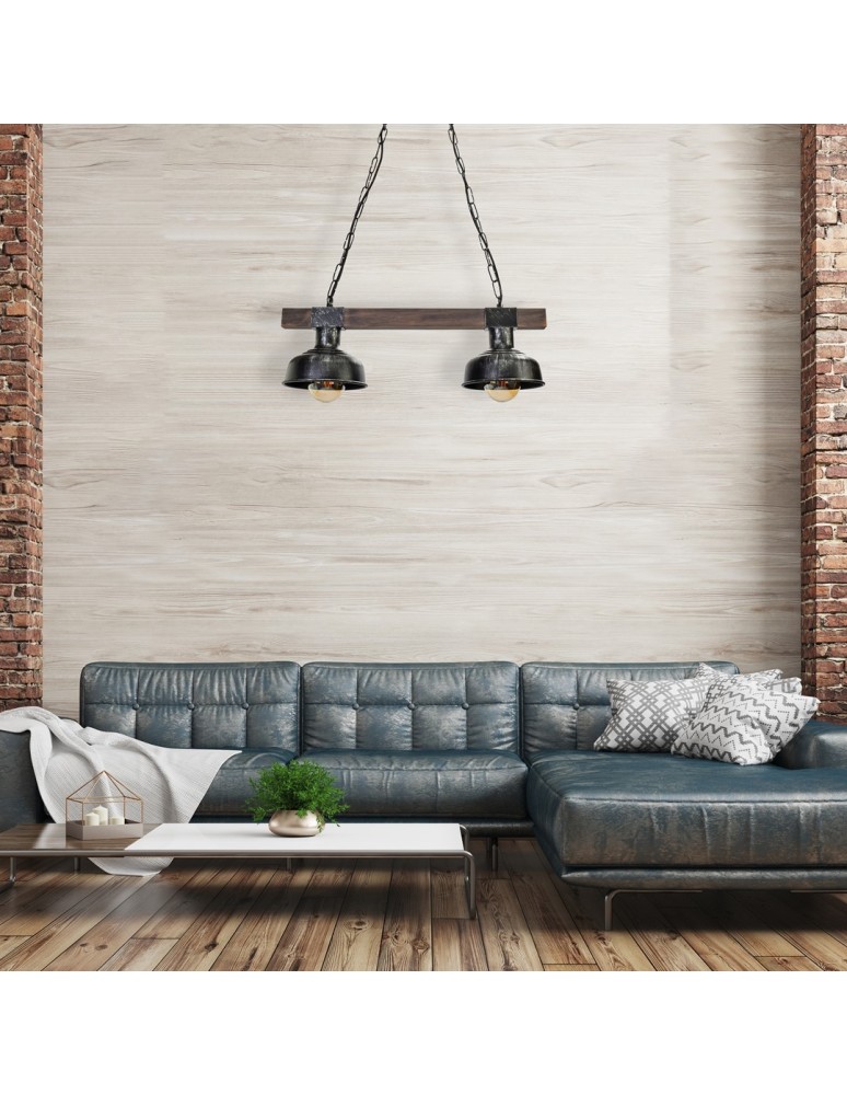 Pendant lamps - Milagro FARO BLACK / WOOD 2xE27 pendant lamp MLP6242 - product kolory-swiatla.pl 8