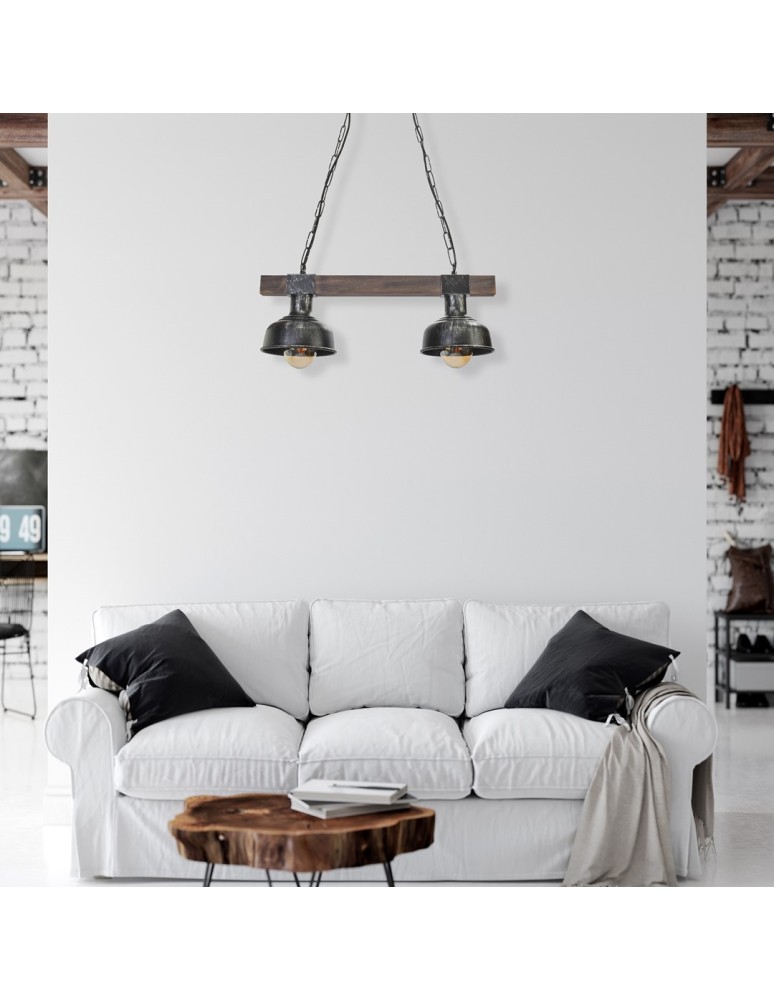 Pendant lamps - Milagro FARO BLACK / WOOD 2xE27 pendant lamp MLP6242 - product kolory-swiatla.pl 9