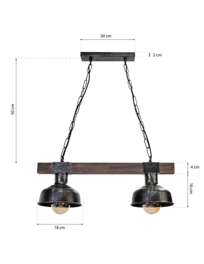 Pendant lamps - Milagro FARO BLACK / WOOD 2xE27 pendant lamp MLP6242 - product kolory-swiatla.pl 10