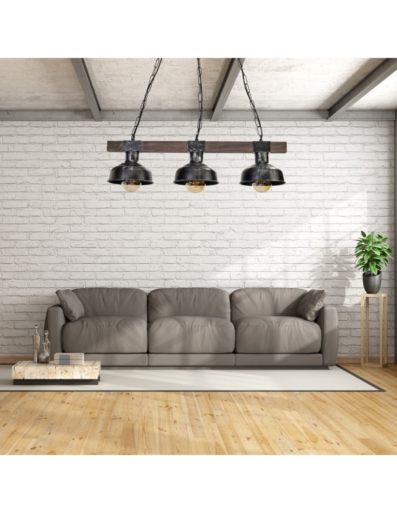 Pendant lamps - Milagro FARO BLACK / WOOD pendant lamp 3xE27 MLP6243 - product kolory-swiatla.pl 7