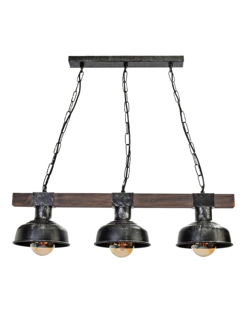 Pendant lamps - Milagro FARO BLACK / WOOD pendant lamp 3xE27 MLP6243 - product kolory-swiatla.pl 9