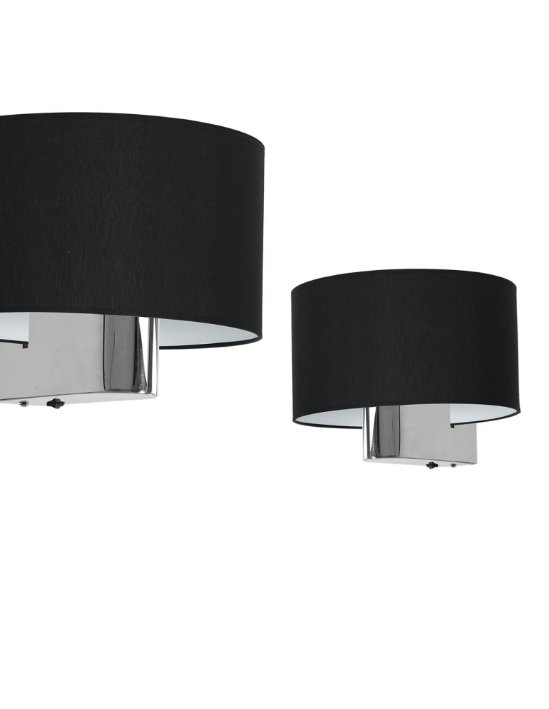 Wall lamps with lampshade - Milagro Wall lamp CASINO BLACK/CHROME 1xE27 ML6377 - product kolory-swiatla.pl 1