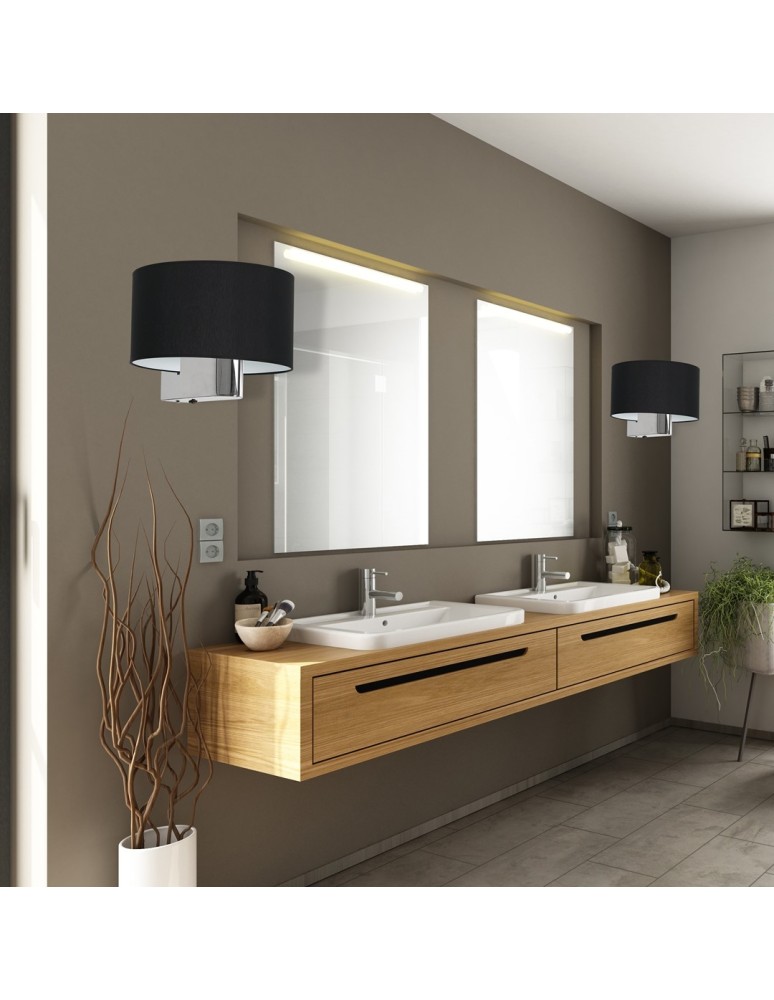 Wall lamps with lampshade - Milagro Wall lamp CASINO BLACK/CHROME 1xE27 ML6377 - product kolory-swiatla.pl 6