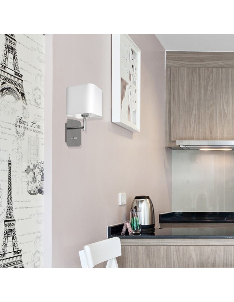 Wall lamps with lampshade - Milagro Wall lamp NAPOLI WHITE/CHROME 1xE27 ML6359 - product kolory-swiatla.pl 6