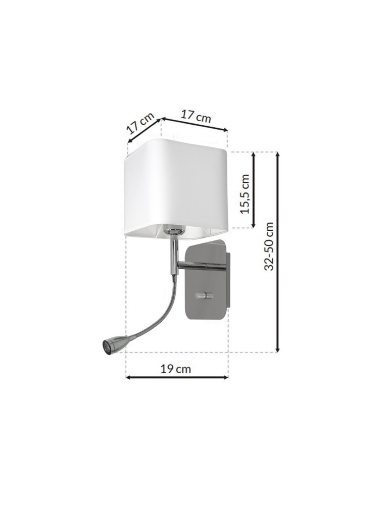 Reading wall lamps - Milagro NAPOLI WHITE/CHROME wall lamp 1xE27 + 1W LED ML63600 - product kolory-swiatla.pl 7